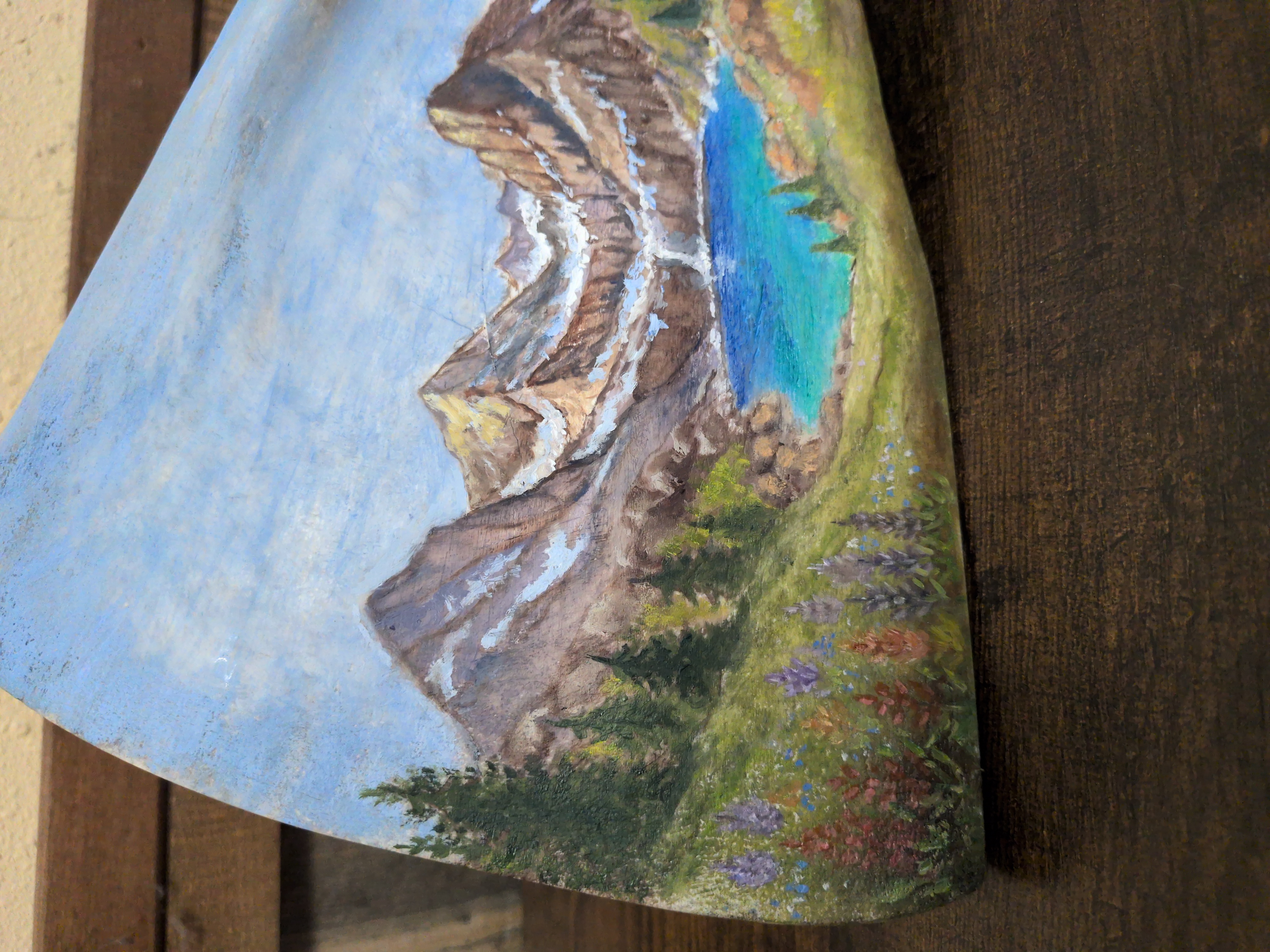 Wildflower detail on elk scapula painting